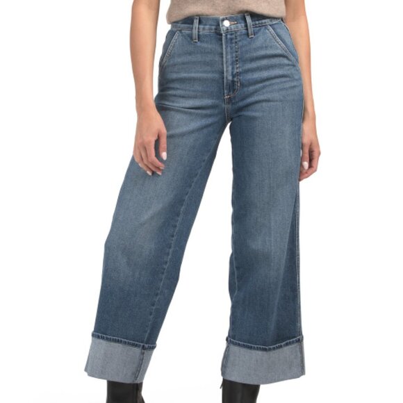 NEW JOE'S The Trixie Denim women Trousers With Wide Cuffs in medium wash 825 7t3 - Picture 1 of 3